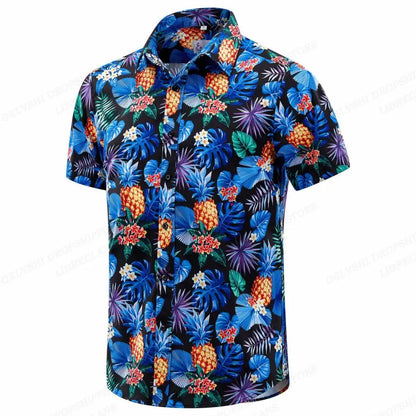 Floral Hawaiian Shirt Tropic Leaf 3d Printed Shirts Men Women Fashion Oversized Blouse Men's Vocation Lapel Beach Camisas