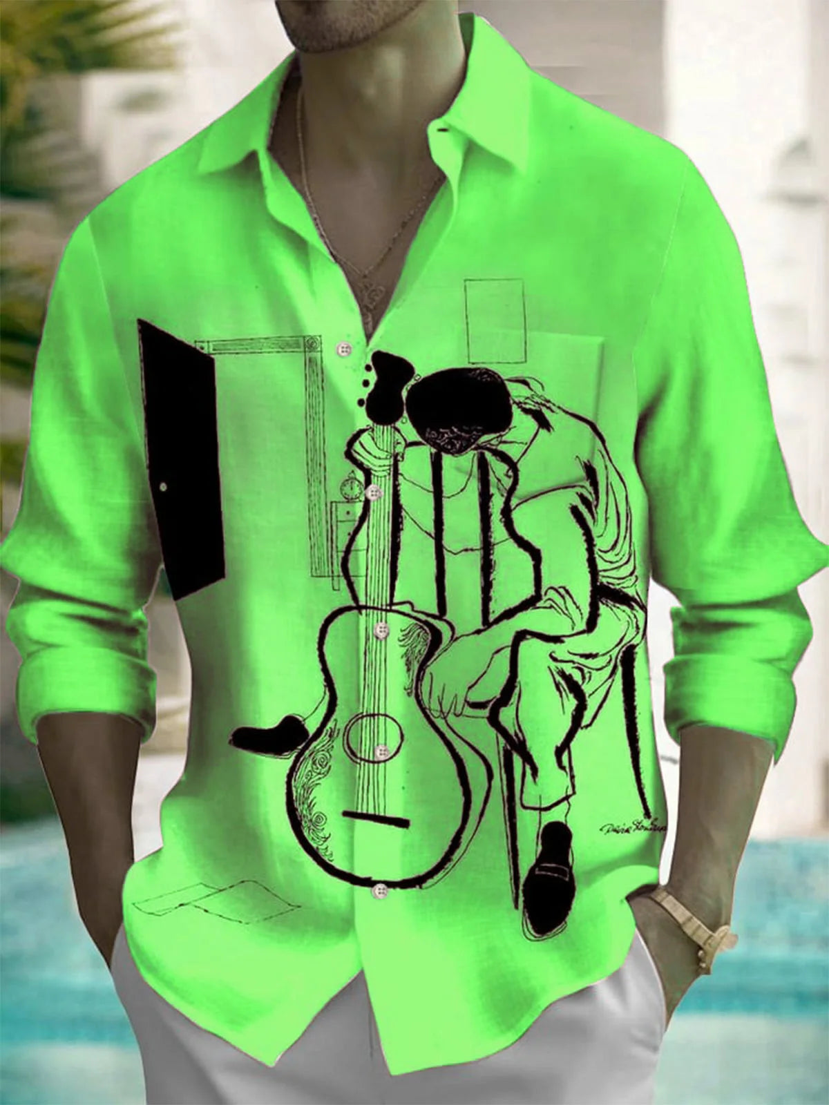 Men's shirts, button down shirts, casual shirts, spring and summer, printed long sleeves, daily, fashionable, comfortable