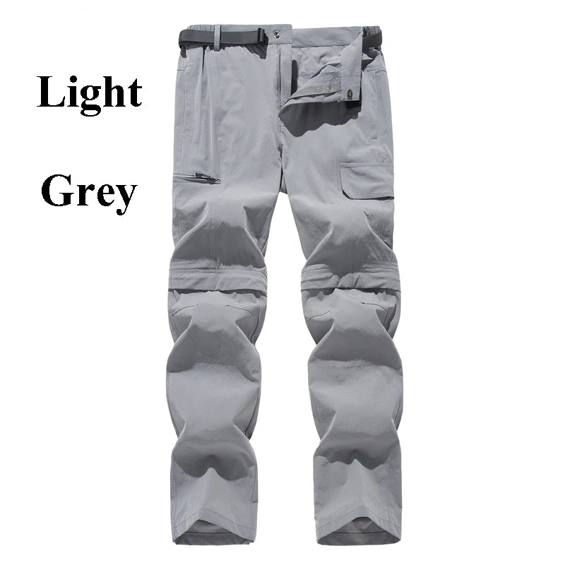 NUONEKO New Elastic Mens Hiking Pants Outdoor Sport Summer Quick Dry Waterproof Detachable Camping Trekking Climbing Cargo Pants