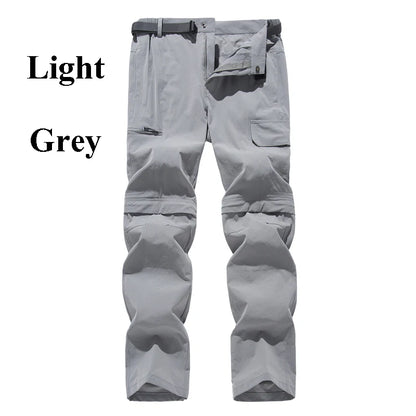 NUONEKO New Elastic Mens Hiking Pants Outdoor Sport Summer Quick Dry Waterproof Detachable Camping Trekking Climbing Cargo Pants