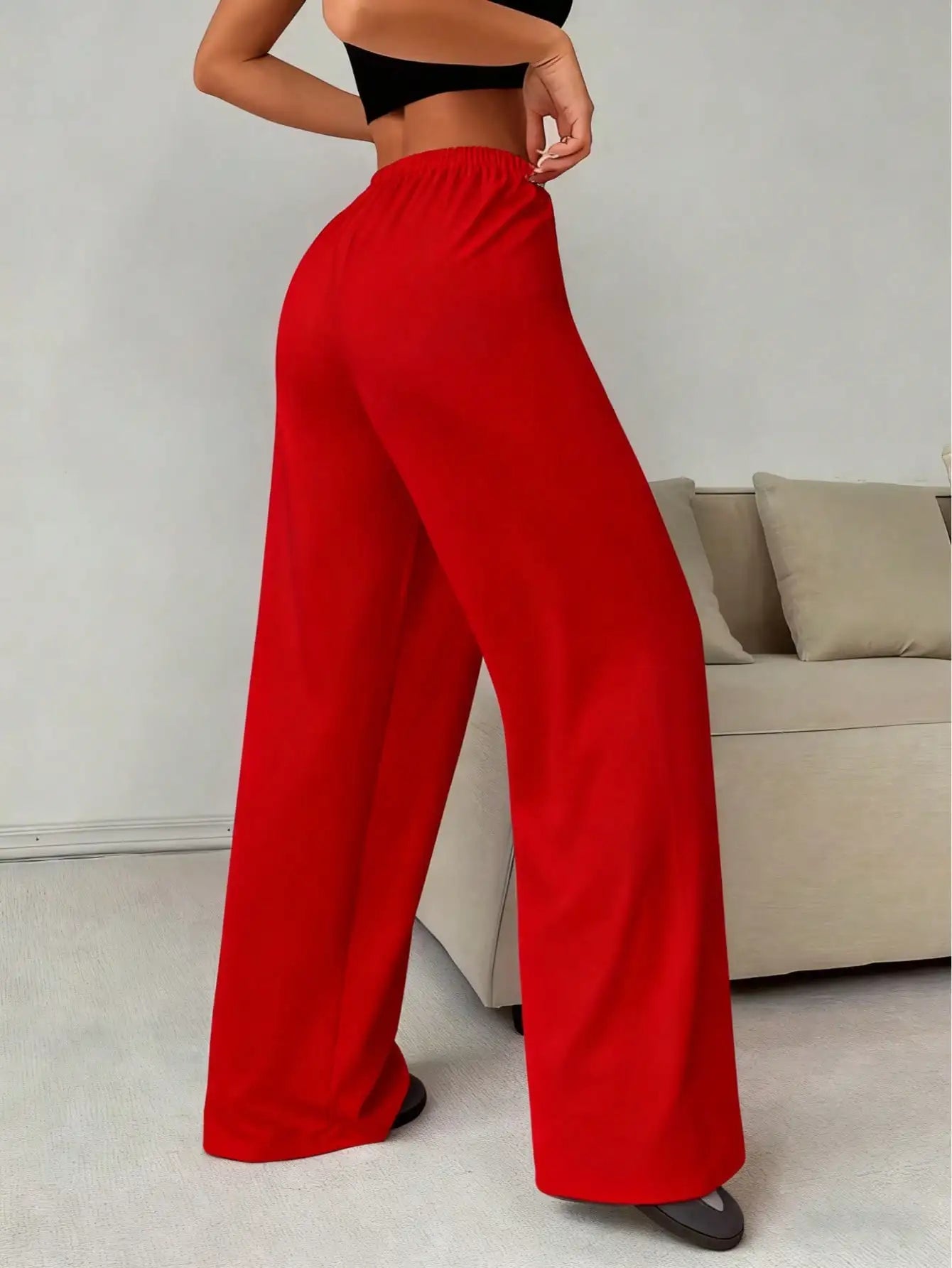 Ladies' Casual Wide Leg Jogging Pants, Drawstring Elastic Waistband, Comfortable Loose Fit, Spring/Summer/Autumn Styles