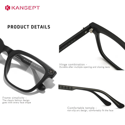 Reading Glasses Men - KANSEPT Rectangle Eyewear with Blue Light Lenses & Anti-Reflective Coating
