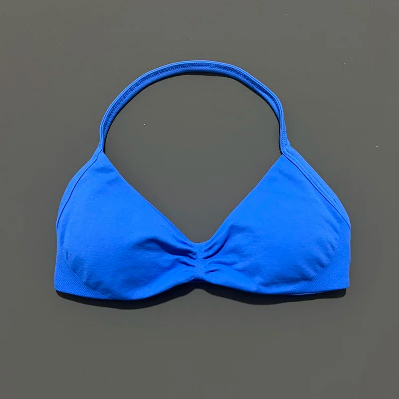Impact Sports Bra - High Support Strappy Halter Bra With Removable Pads