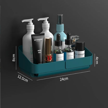 Bathroom Kitchen Wall Shelf - No-Drill Makeup  Shampoo Organizer