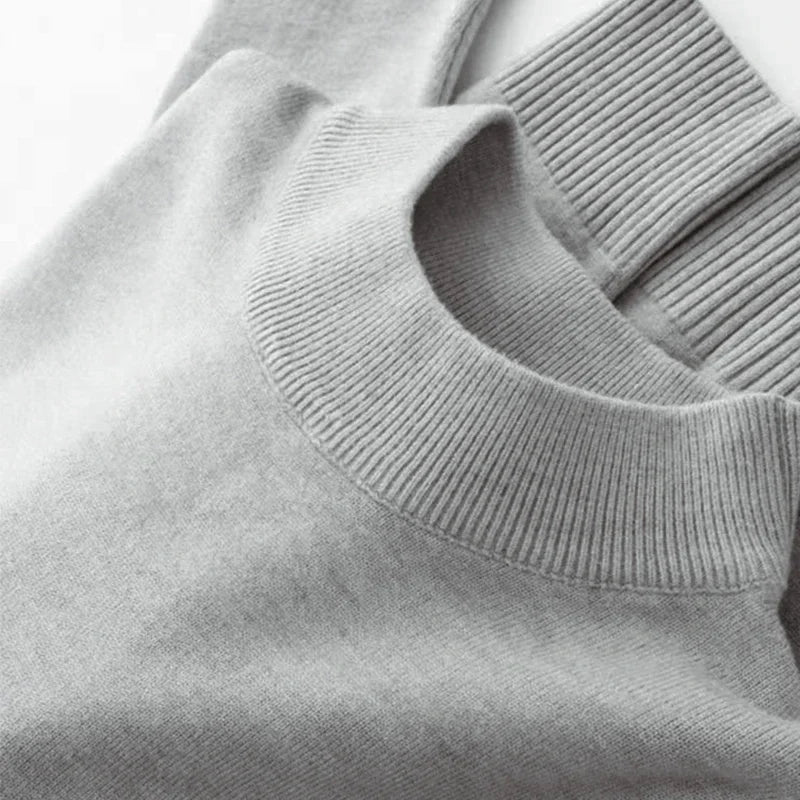 New Sweatwear Men's Half Neck Basic Solid Color Sweaters Round Neck Elastic Pullovers Warm Autumn Knitted Oversized Sweater Men