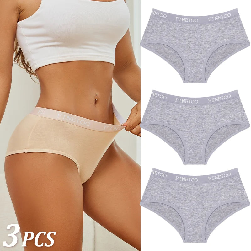 Women Cotton Briefs - Soft Breathable Low-Rise Panties 3Pcs Cotton Underwear Set