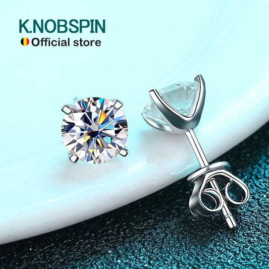 Moissanite Stud Earrings – GRA-Certified 4-Prong, 925 Sterling Silver