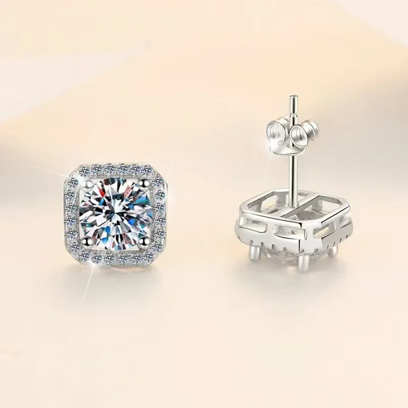 Moissanite Square Stud Earrings – Simple Fashion Studs