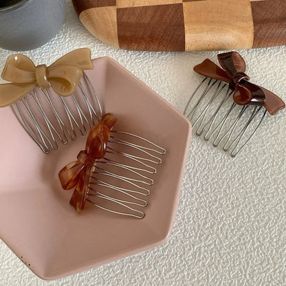 Women's Acrylic Bow Hair Combs,Elegant Hair Side Combs, Stylish For Updo Hairstyling & Daily Wear, Trendy Hair Accessories