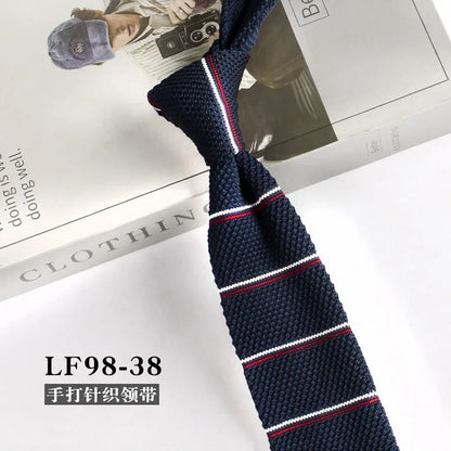 Narrow Striped Knitted Necktie for Men - Retro Korean Style Casual Cravat Accessory