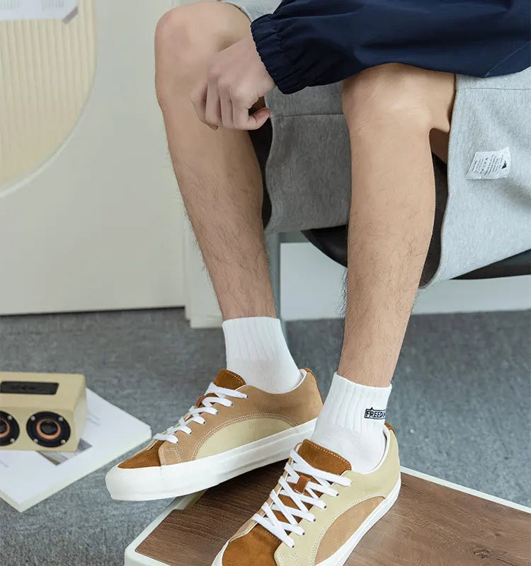 5 Pairs/Lot Men's Solid Color Socks Black White Business Casual Simple Versatile Breathable Cotton Sports Mesh Short Socks