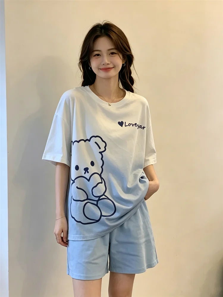 Sleepwear Set Women Short Pajamas for Women Women's Summer Pajamas Pajama Sets Pijama Woman Home Wear Panties Sleep Lounge