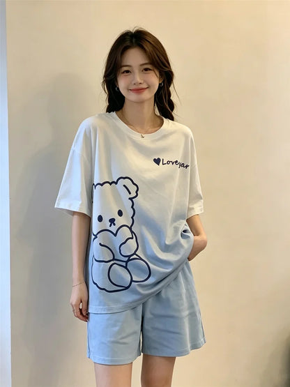 Sleepwear Set Women Short Pajamas for Women Women's Summer Pajamas Pajama Sets Pijama Woman Home Wear Panties Sleep Lounge
