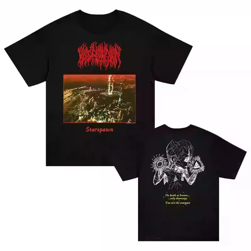 2025 Summer New Y2K Top T-shirt BLOOD INCANTATION Band Dark Metal Wind Rock American Loose Men's and Women's T-shirt