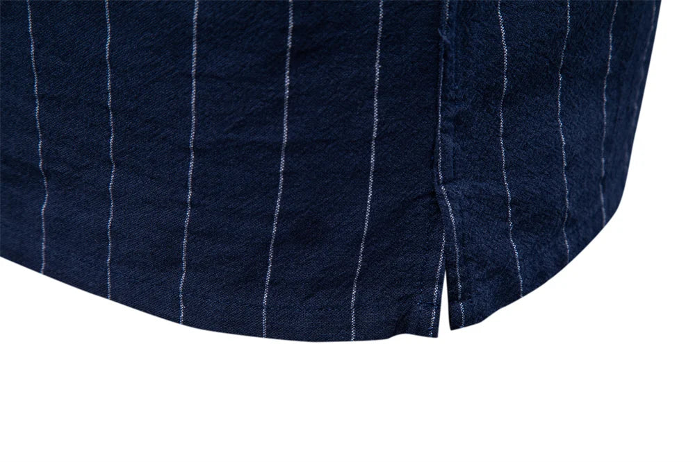 AIOPESON Men's Casual Stripe Design Shirt Short Sleeve Button Pocket Cotton Soft Breathable Lightweight Summer Daily Wear