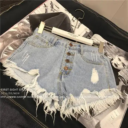 Women's Raw-Edge Denim Shorts – High-Waist Wide-Leg Jean Shorts (Plus Size)