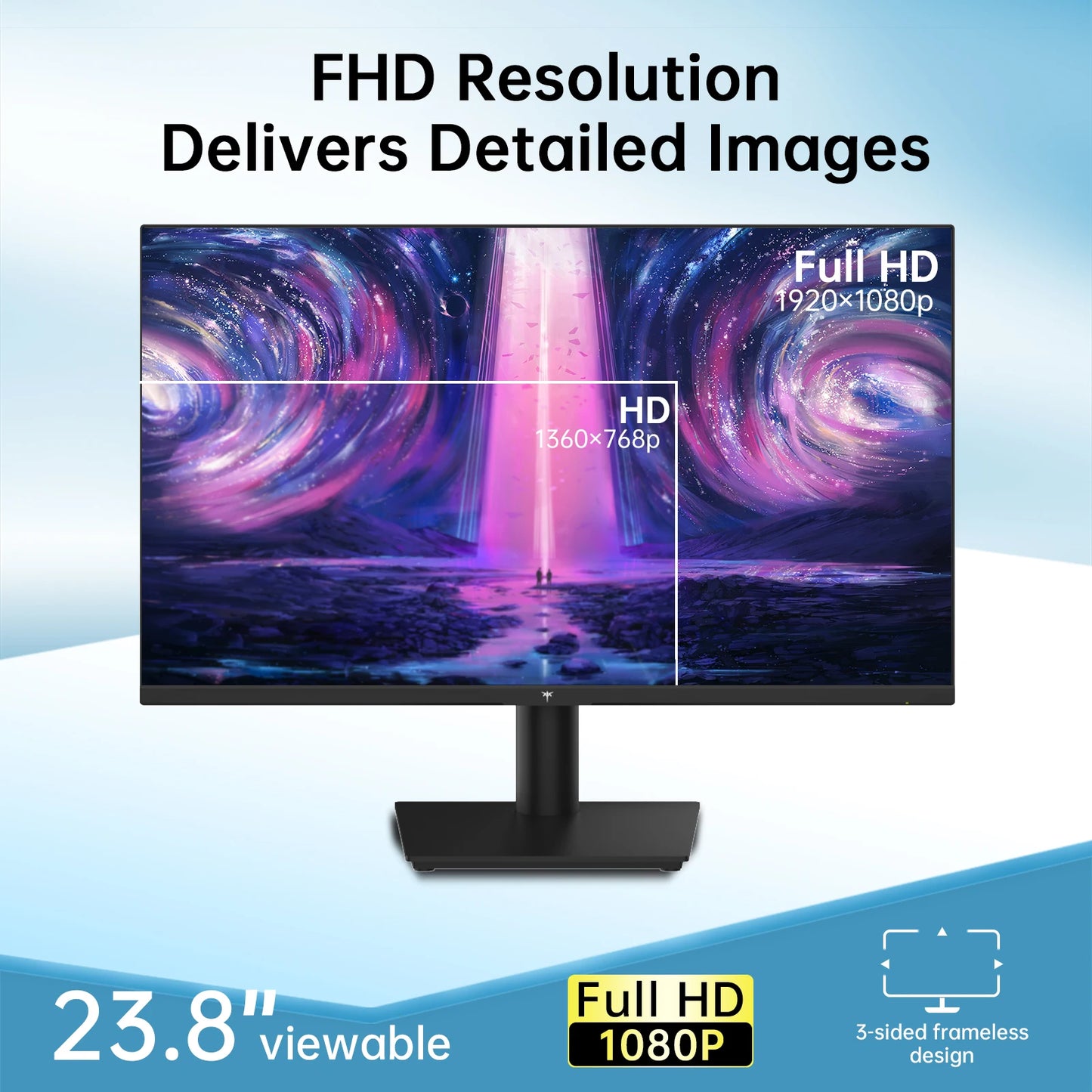 24 Inch 1080P Monitor - Gaming Monitor with Free Sync Display & 100Hz Refresh Rate