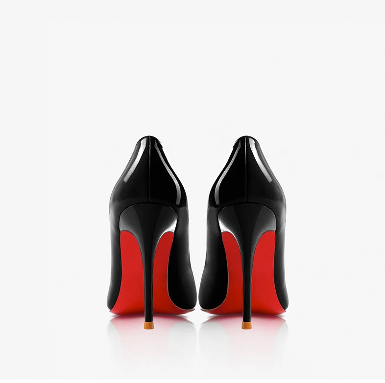 Black Women's Elegant High Heels Red Shiny Bottoms Luxury Brand Women Heels 2025 Trend Pointed Toe Sexy Party Pumps Shoes Women