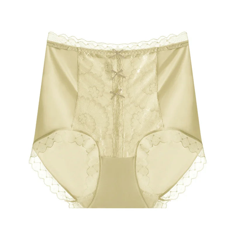 High Waist Lace Women Panties Ice Silk Thin Elastic Briefs Lingerie Seamless Luxury Breathable Underwear Butt Lifting Underpants