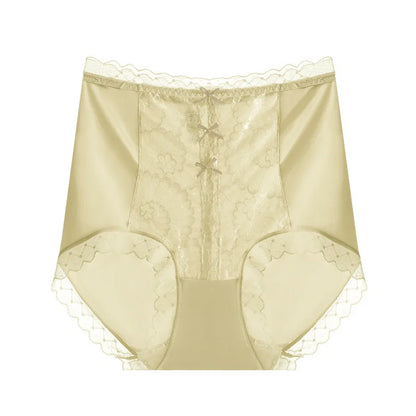 High Waist Lace Women Panties Ice Silk Thin Elastic Briefs Lingerie Seamless Luxury Breathable Underwear Butt Lifting Underpants
