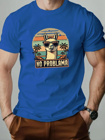No Problem At All. Alpaca Print 100% Cotton Men Woment T-shirt Summer Autumn Daily Sports Party Casual Loose Street Short Sleeve