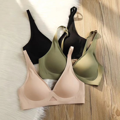 Push Up Bra Seamless Bras Wire Free Padded For Women U Shape Back V Neck