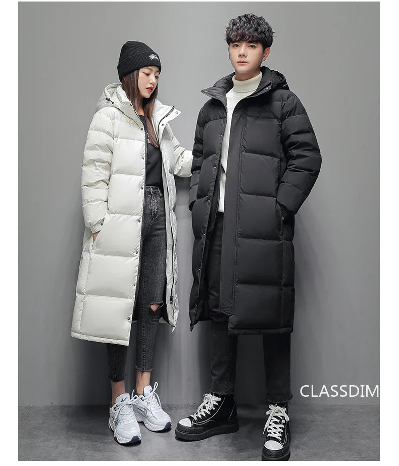 New Winter Long Puffer Jackets for Men and Women Hooded Casual Duck Down Coats Quality Couples Outdoor Windproof Warm Jackets 5X