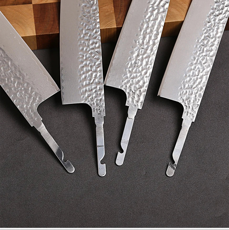 Damascus Steel VG10 Chef Knife Blank - Hand Forged Kitchen Knife Making Tool