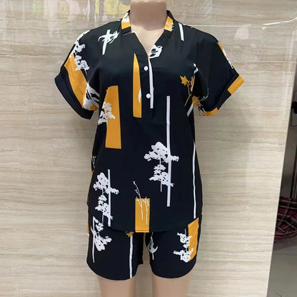 African Fashion Pants Set Women Blouse Straight Trousers Two Piece Set Woman Shirt Tracksuit Set Summer Top Matching Sets
