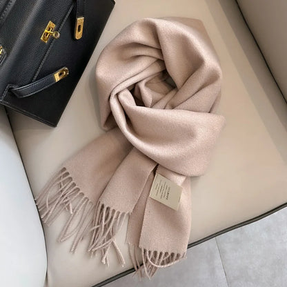 100 Wool Narrow Scarf - Solid Color Warm Winter Scarf for Men  Women
