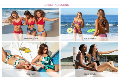 2026 New Printed One-piece Swimsuit Classic Printed Lace Up Swimsuit Women's Push Up Flower One-piece Suit Beach Wear For Female