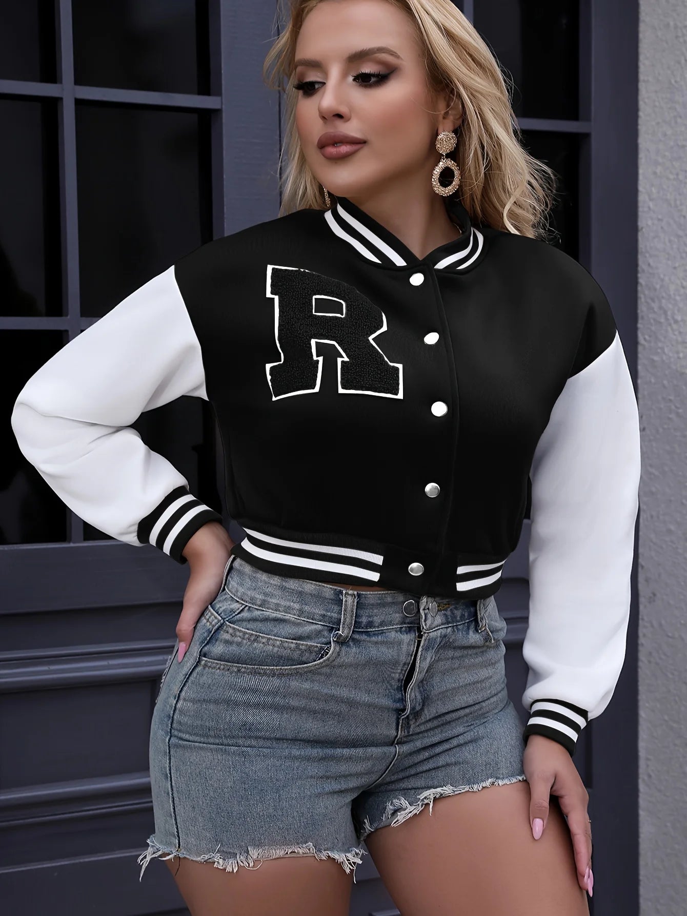 Jacket Casual Crop Button Front  Spring Autumn Women Thin Jackets Tops Basic Bomber Jacket Long Sleeve Coat Casual O-neck Collar