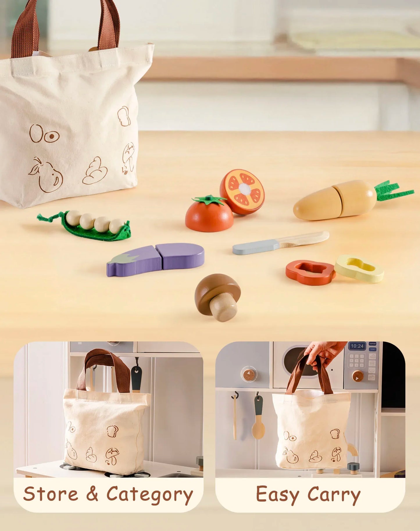 Robotime Robud Kitchen Pretend Toy Wooden Classic Game Educational Toy For Children Kids Gift Cutting Fruit Vegetable Food Set