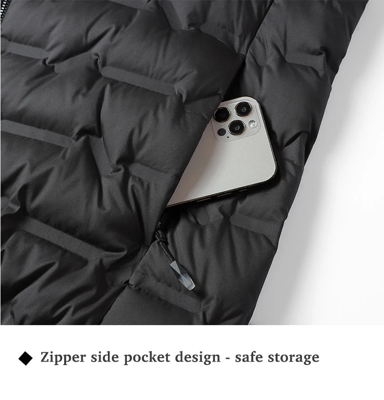 JNLN Men's Winter Down Jacket Duck Down Lightweight Padded Jackets Hiking Camping Climbing Trekking Graphene Lining Warm Coat