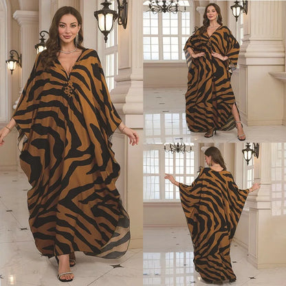 Kaftan Dresses for Women Wave Neck Swimsuit Cover Up Caftan Dress Plus Size Oversized Long Beach Dress