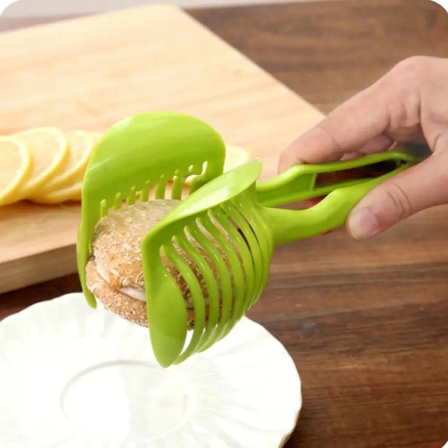 Potato Slicer - Handheld Vegetable Slicer & Tomato Cutter Tool | Plastic Blade Kitchen Accessory