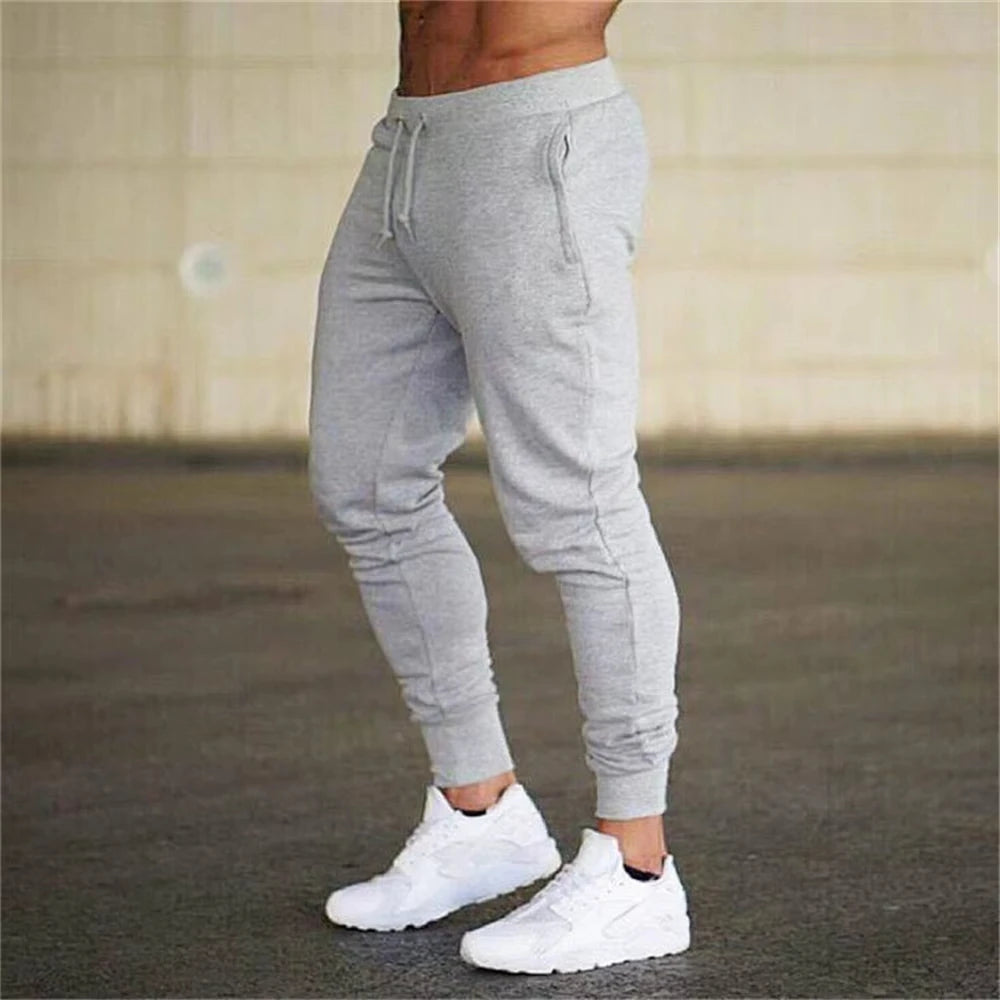 Fashion Men Gyms Pure color Pants Joggers Fitness Casual Long Pants Men Workout Skinny Sweatpants Jogger Tracksuit Trousers