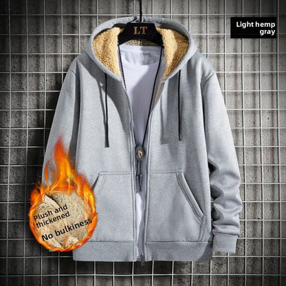 2025 Winter Windproof Hoodie - Men's Sherpa Lined Sweatshirt Thermal Zip Up Outerwear Streetwear S-5XL