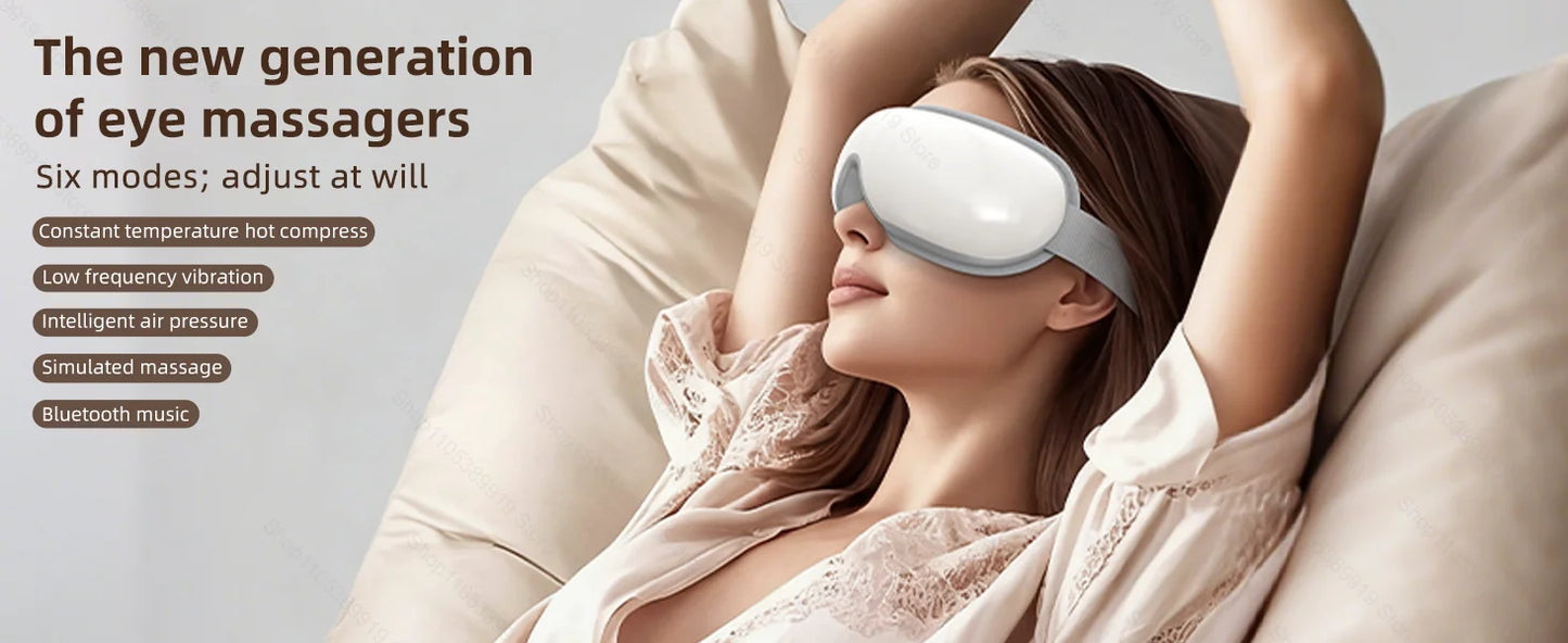 Heated Smart Vibration Eye Massager Airbag Compress Eye Care Instrument Bluetooth Music Eye Massage Sleepping Mask Relax Fatigue