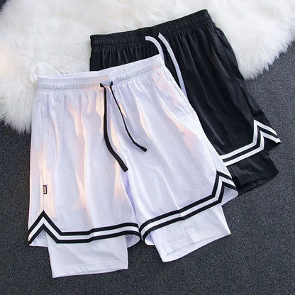 1pcs Men Basketball Sport Shorts Boy Gym Running Short Male 2 In 1 Quick Dry Workout Training Fitness Mesh Breathable Short Pant