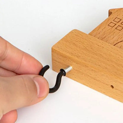 Charming Solid Wood Key Hook Rack - Punch-Free Wall Mount Storage For Keys, Coats & Towels - Perfect Home Decor Accessory