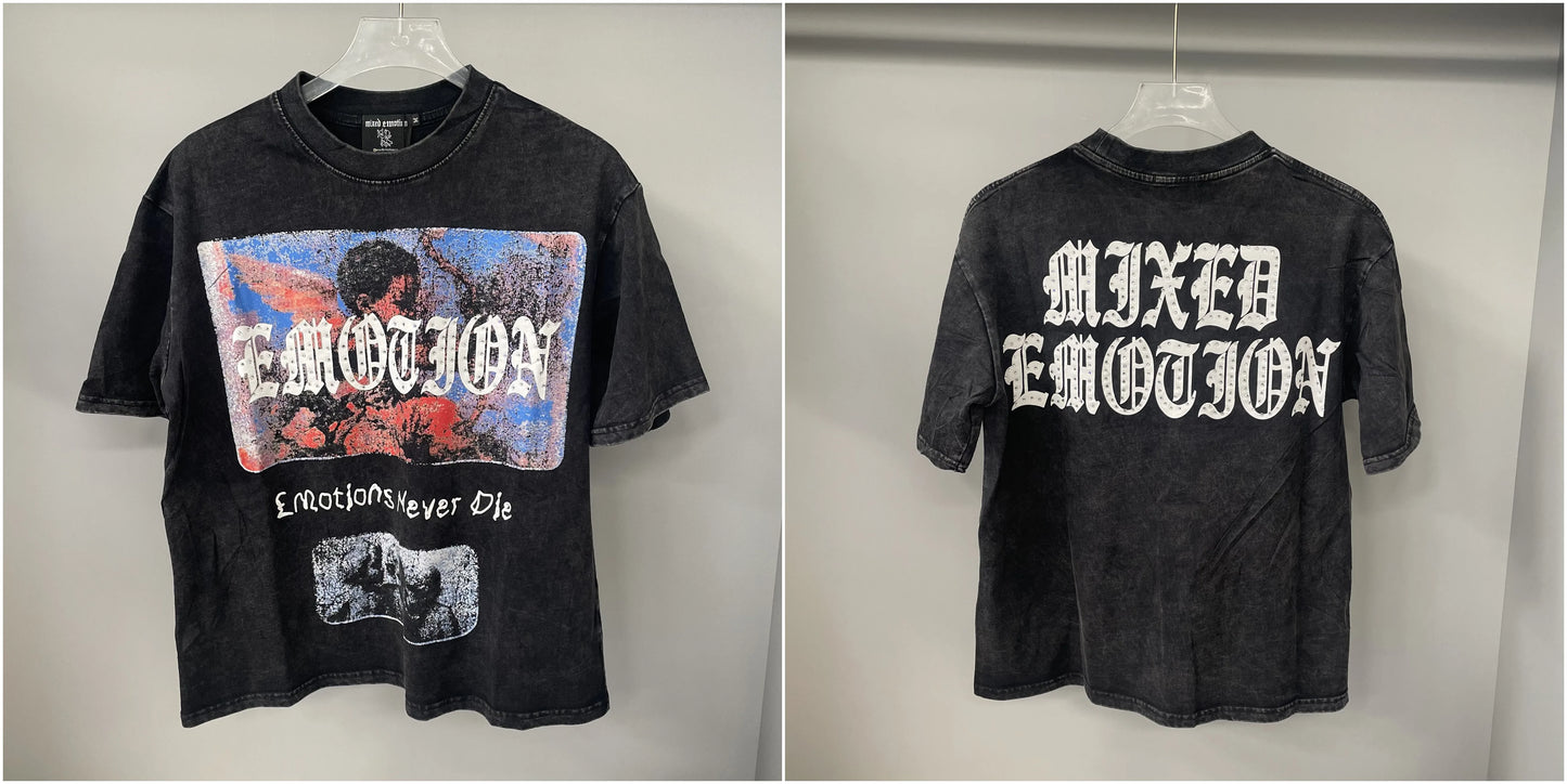 New MIXED-EMOTION Rhinestone cartoon printed pattern 100% cotton Men Women T-shirt Loose casual Shinning Diamond Tees Oversized Top