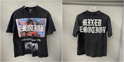 New MIXED-EMOTION Rhinestone cartoon printed pattern 100% cotton Men Women T-shirt Loose casual Shinning Diamond Tees Oversized Top