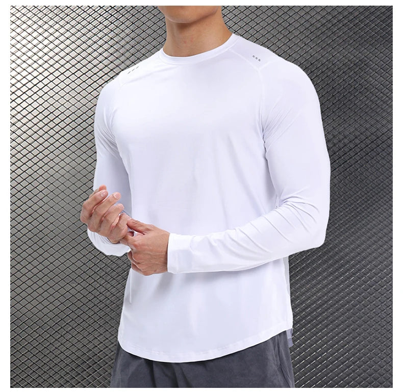Men Compression Shirt - Long Sleeve Running Gym Top With Moisture Wicking Fabric