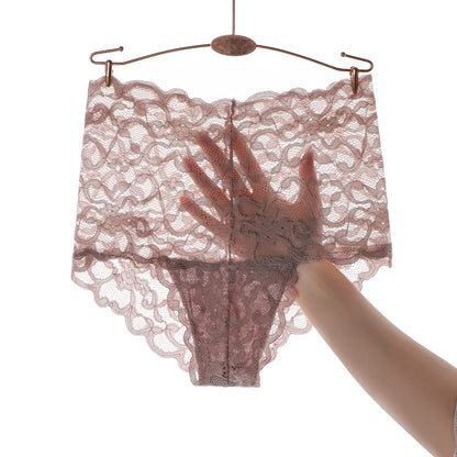 Women's underwear Ice silk high waist belly lift lace pure cotton antibacterial crotch little girls shorts summer thin