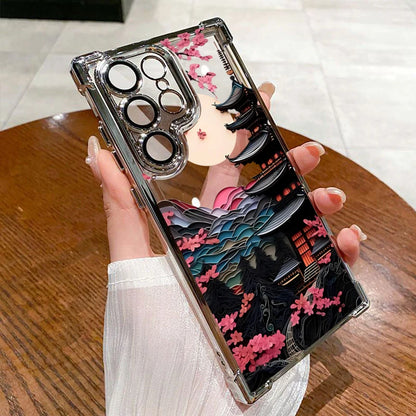 Japanese-Style Ancient House Airbag Phone Case for Samsung Galaxy S26 S25 S24 Ultra S23 S22 Plus S21FE A56 A55 A54 A53 A35 Cover