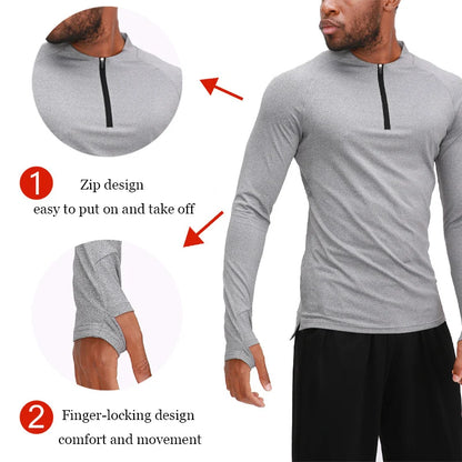 Men's Fitness T-Shirt - Long Sleeve Quick Dry Breathable Running Shirt for Sportswear