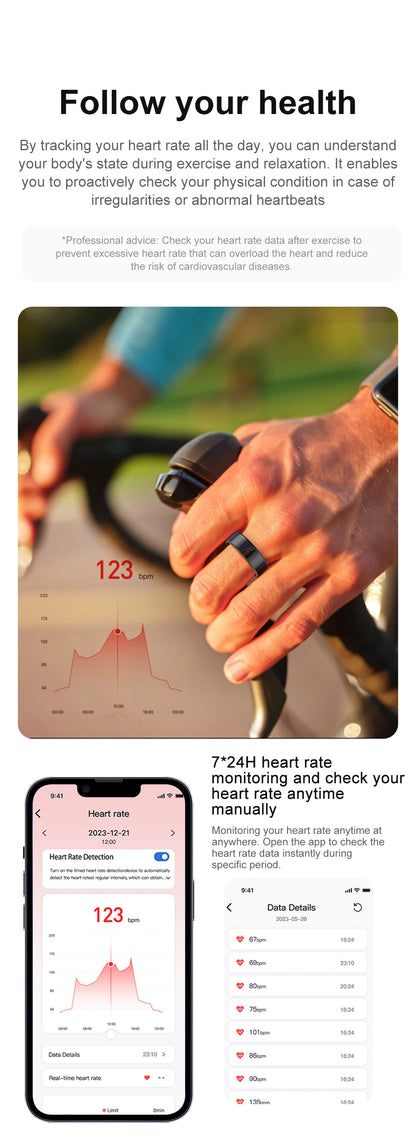 [2024 ] COLMI R02 Smart Ring Military Grade Titanium Steel Shell Health Monitoring IP68 & 5ATM Waterproof Multi-sport Modes