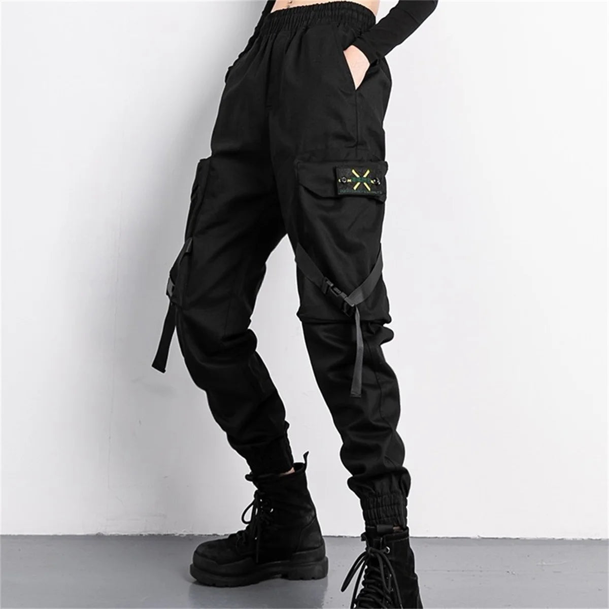 Black Fashion Korea Cargo Pants Women High Waist Baggy Tactical Sweatpants Fashion Hip Hop Harajuku Joggers Trousers Female