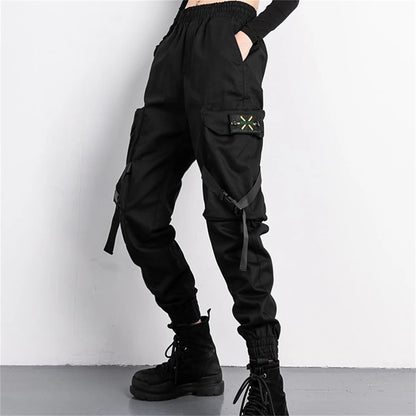 Black Fashion Korea Cargo Pants Women High Waist Baggy Tactical Sweatpants Fashion Hip Hop Harajuku Joggers Trousers Female